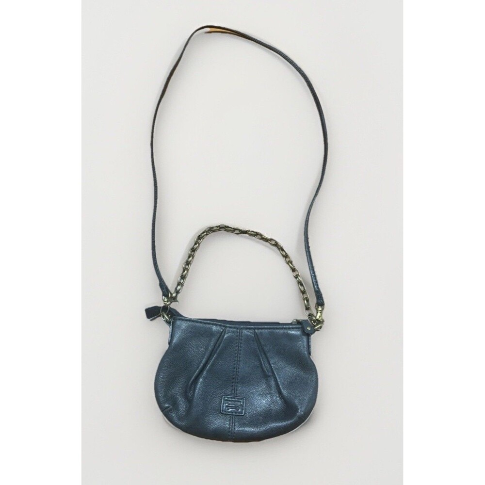 Fossil Mini Black Leather Bag Purse Chain Straps